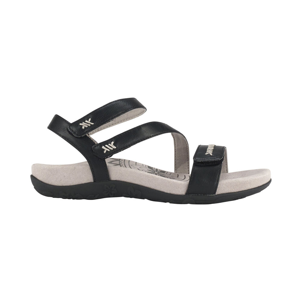 Aetrex Women's Gabby Adjustable Quarter Strap Sandals - Black | USA 3MX2O6W